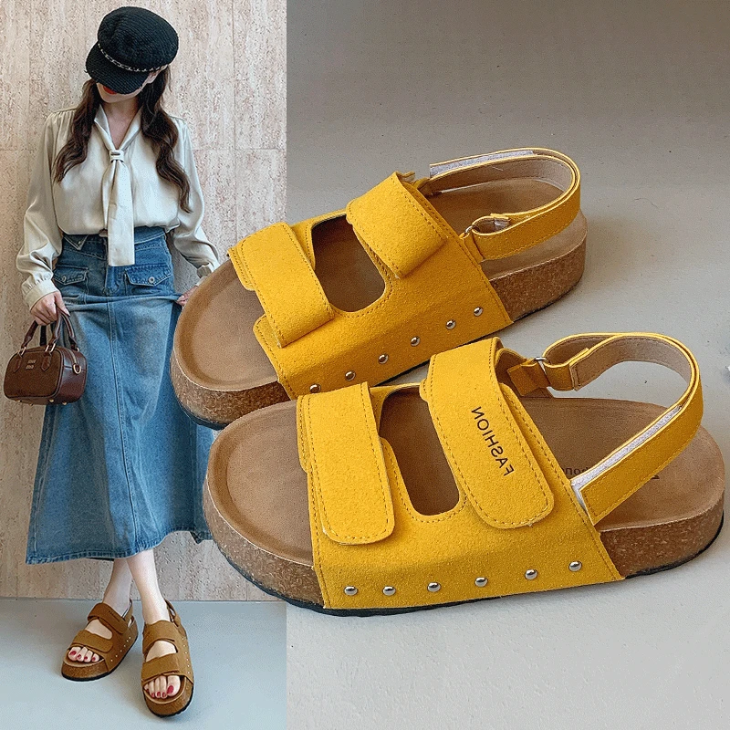 欧若风软木增高3厘米夏季新款休闲时尚百搭舒适透气显瘦勃肯凉鞋