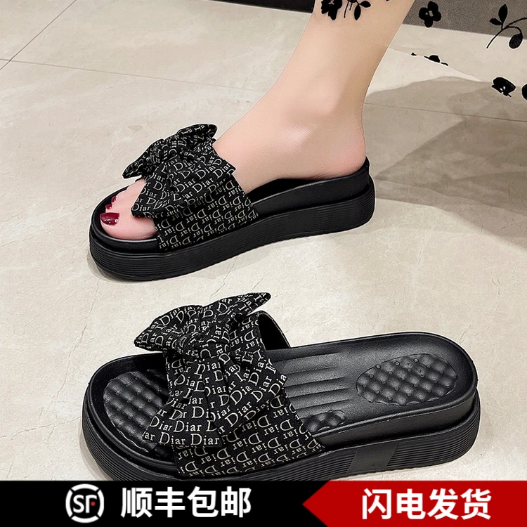 韩版凉拖鞋女2025夏季新款软底百搭平底厚底增高网红拖鞋女松糕底