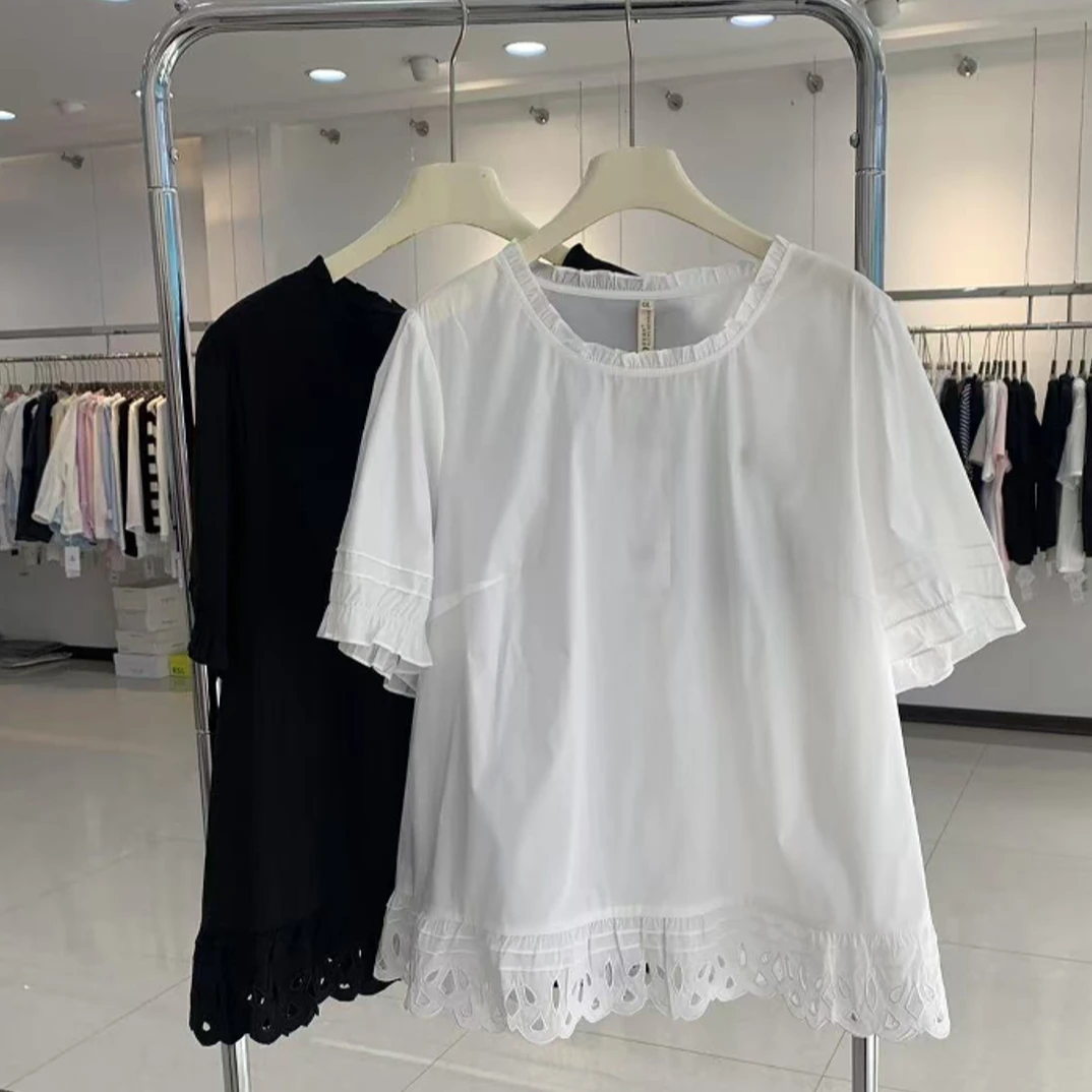 二姐家002蒂3019新款夏季纯色百搭短袖