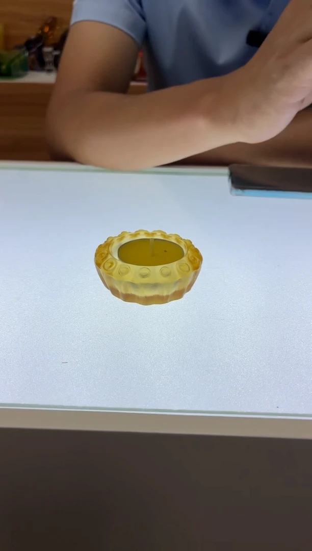 琉璃手工艺品古法琉璃莲子心烛台琥珀色（不含蜡烛）