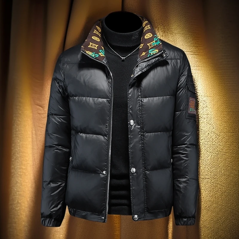 维斯克纳时尚冬季新款亮面羽绒服男白鸭绒外套加厚潮牌羽绒衣保暖