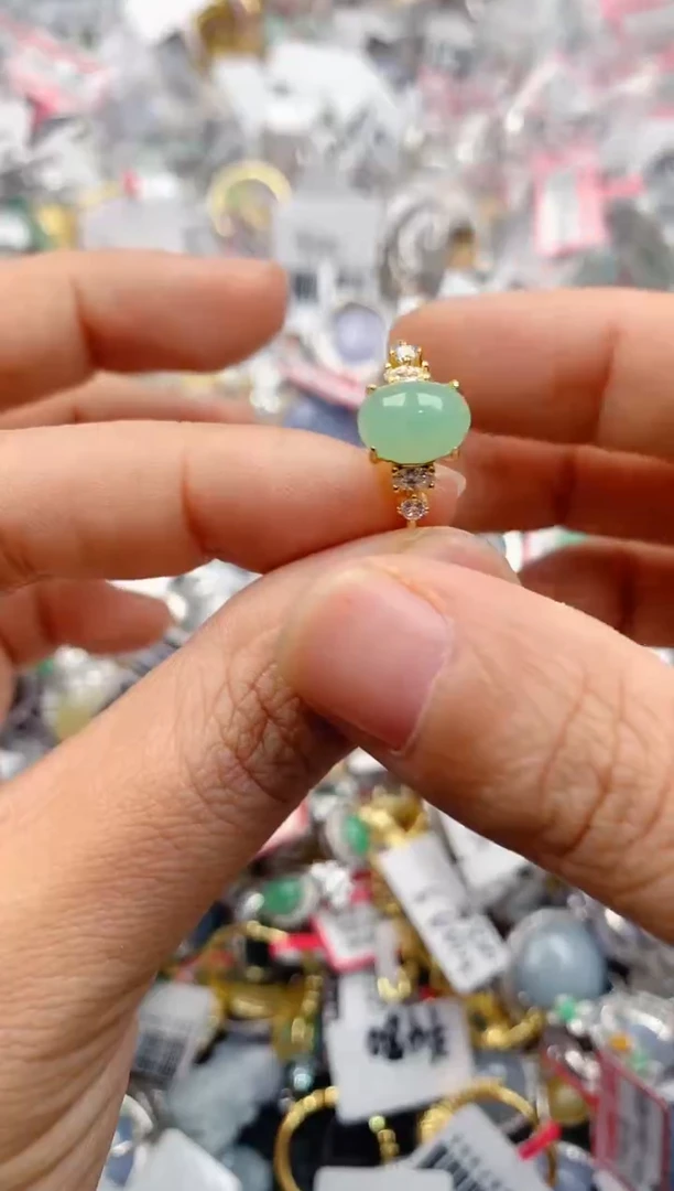 银S925镶嵌戒指翡翠222              3