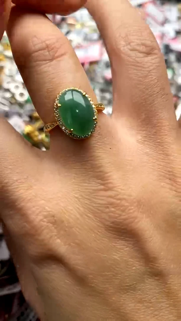 【闪购商品】翡翠戒指银S925镶嵌222222     8