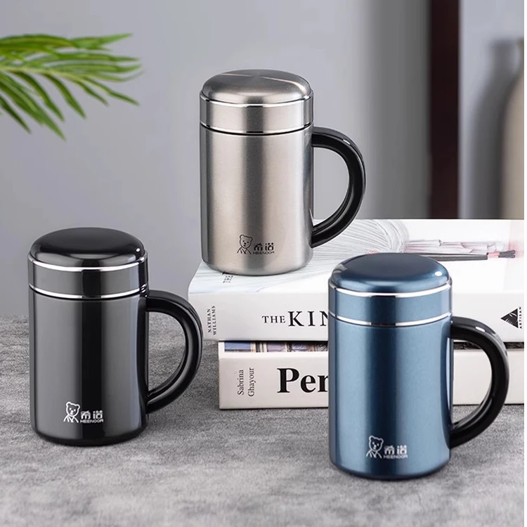 希诺保温办公杯男316L不锈钢内胆茶杯女带滤网长辈泡茶礼盒水杯子