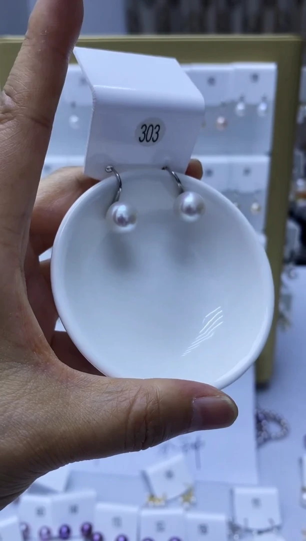 银S925镶嵌耳饰淡水珍珠303