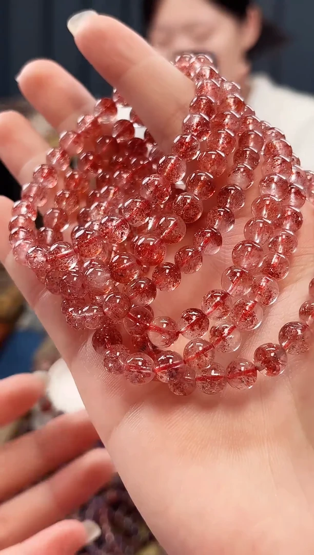 未镶嵌手串水晶金草莓超七单圈手串6mm【多样性发一】