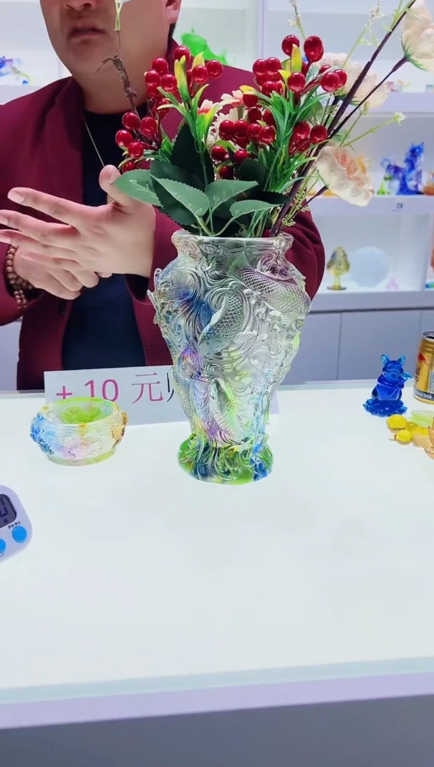 【闪购商品】泥塑古法琉璃花瓶摆件