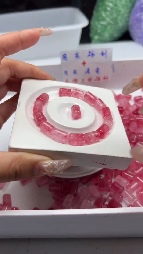 未镶嵌颈饰碧玺w1734粉碧玺管珠12*8mm*10颗