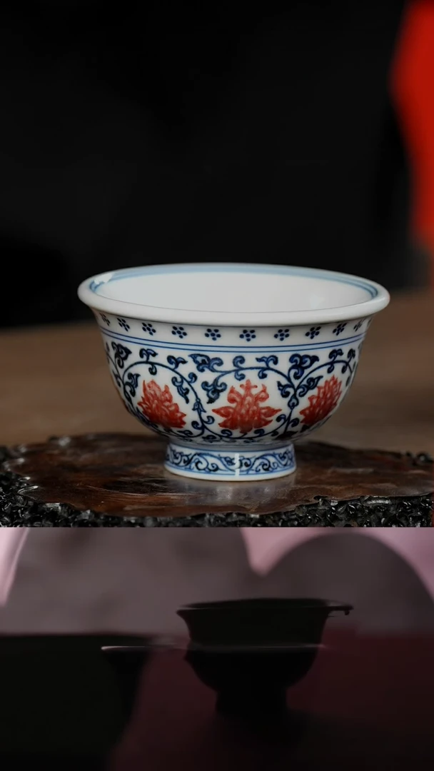 【闪购商品】景德镇青花釉里红压手