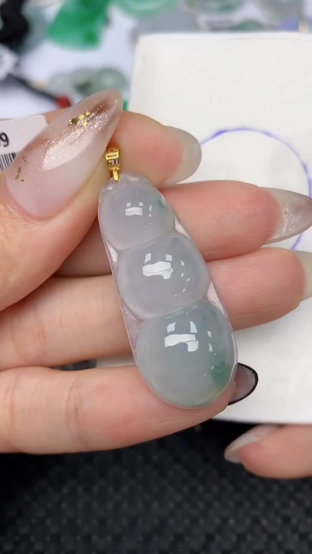 颈饰18K金镶嵌翡翠天然缅甸翡翠a货百元以上9元证书费自理