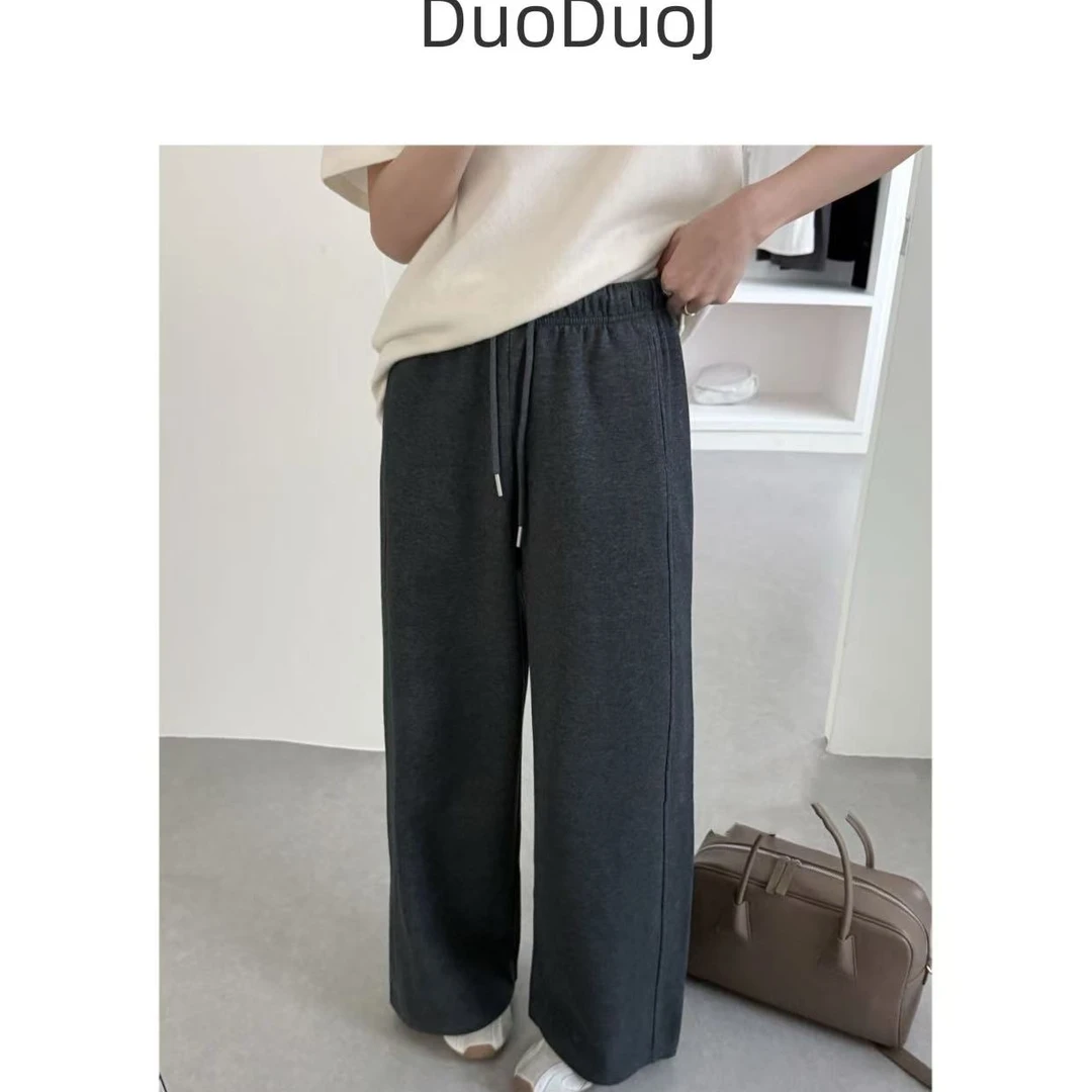【DuouoJ】【58023糯米裤】春款韩版阔腿宽松高腰抽绳休闲裤