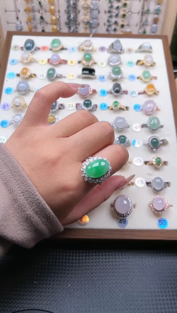 【闪购商品】翡翠戒指银S925镶嵌天然A货翡翠戒指