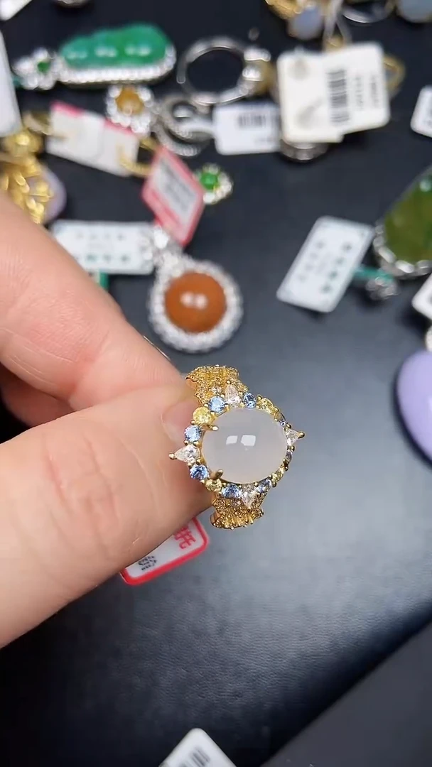 银S925镶嵌戒指翡翠3060