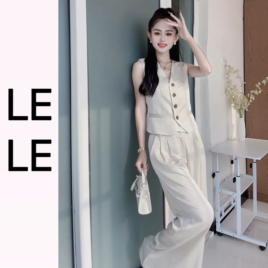 【气质女主】9960气质套装无袖马甲女2025夏季宽松阔腿裤轻奢两件套