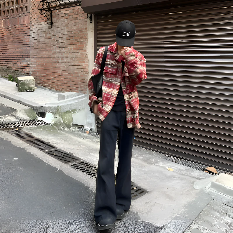 SOSDUN巴黎'原样开发'微喇牛仔裤cleanfit黑色显高宽松长裤CK08