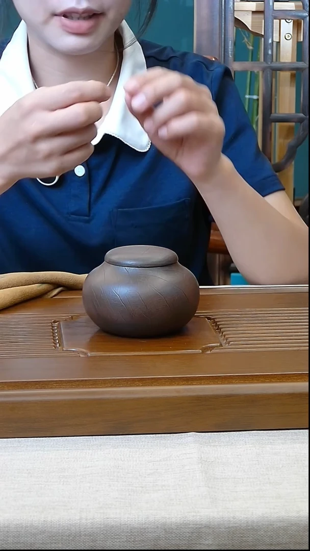 22菩提纹手把罐/玖陶纯手工制作