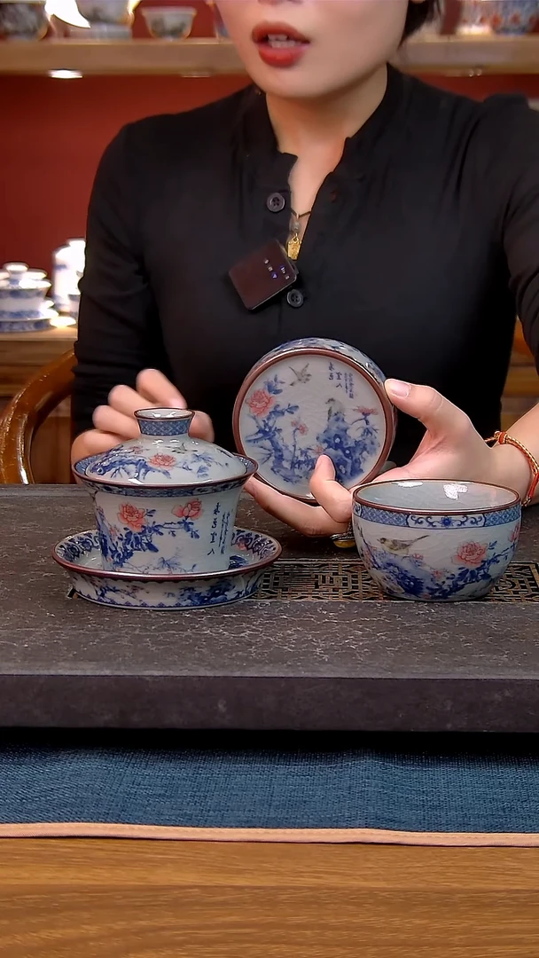 简装家用款3件套 老陶泥开片纹陶瓷茶具