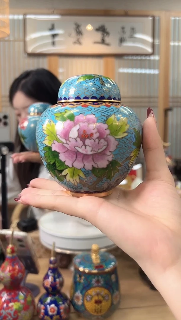 【闪购商品】景泰蓝实地西瓜罐XGG001青蓝