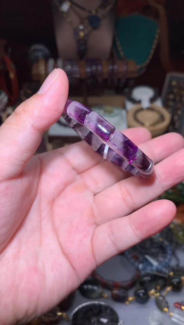 水晶珠宝半成品未镶嵌紫极光镯牌，多样性发其一8mm+