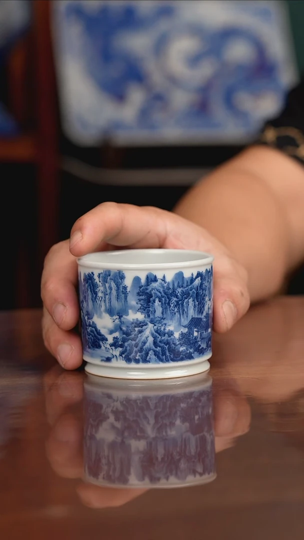 景琳藏青花北派山水