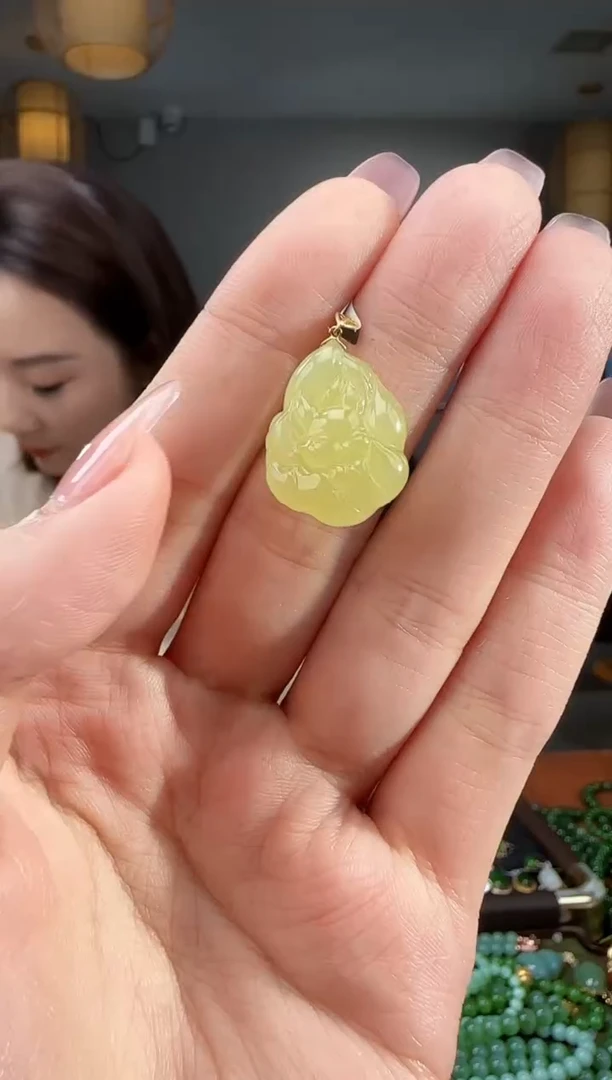 吊坠(不含链)18K金镶嵌和田玉1