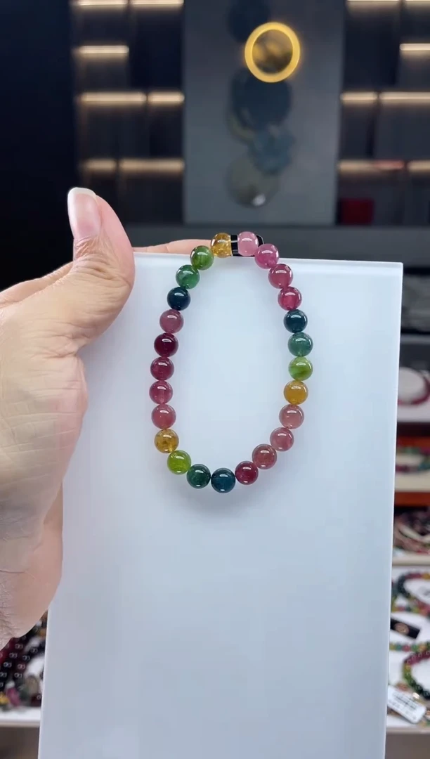 未镶嵌透体老矿碧玺单圈手串7mm+碧玺（多样性发一条）Q