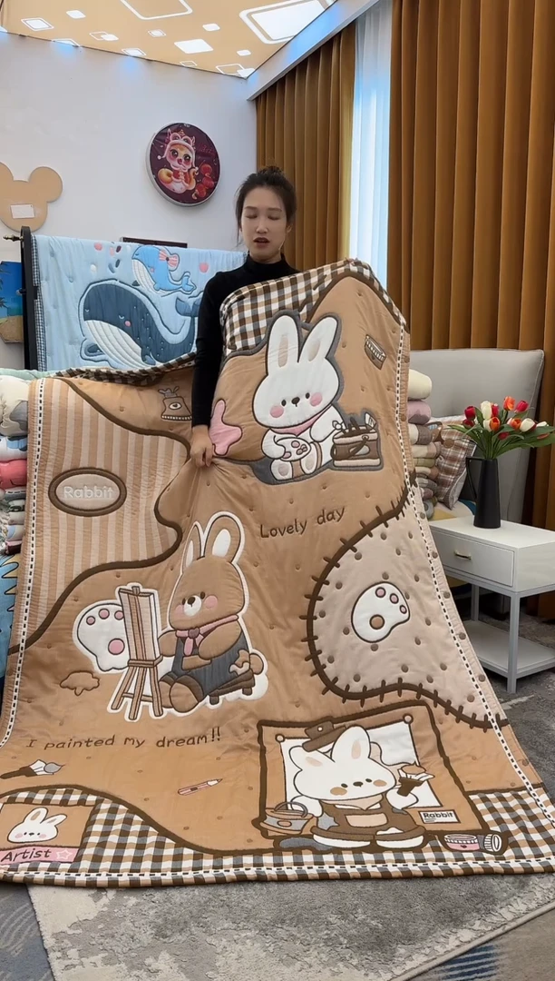 棉质花绘画小兔-150x200