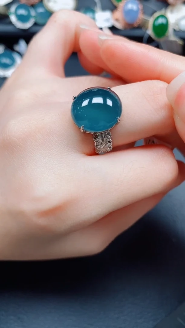 银S925镶嵌戒指翡翠翡翠