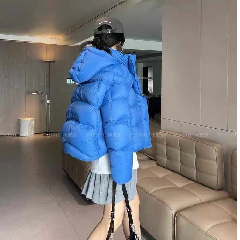 韩系泡芙龟背连帽羽绒服2025冬季新款宽松百搭加厚保暖外套8619
