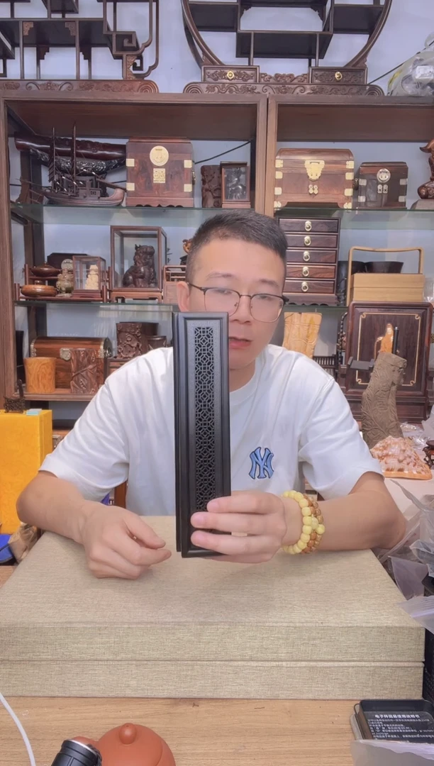 乌木类架子123紫光檀掐丝线香盒  瑕疵