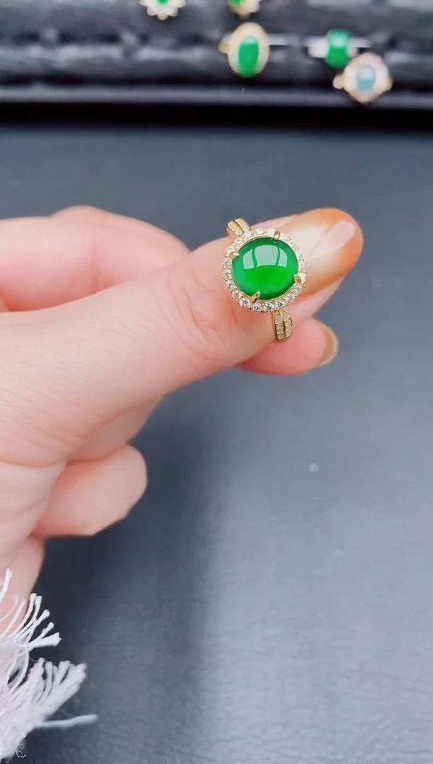 【闪购商品】翡翠戒指银S925镶嵌天然a货翡翠181