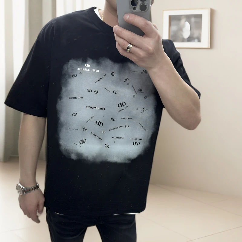 新款时尚百搭字母免烫韩版百搭潮流男士圆领上衣T恤短袖3829