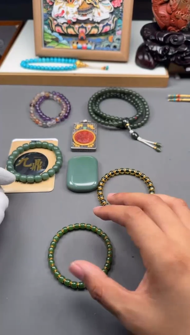 【闪购商品】和田玉（白玉）手串手串18K金镶嵌手串手串