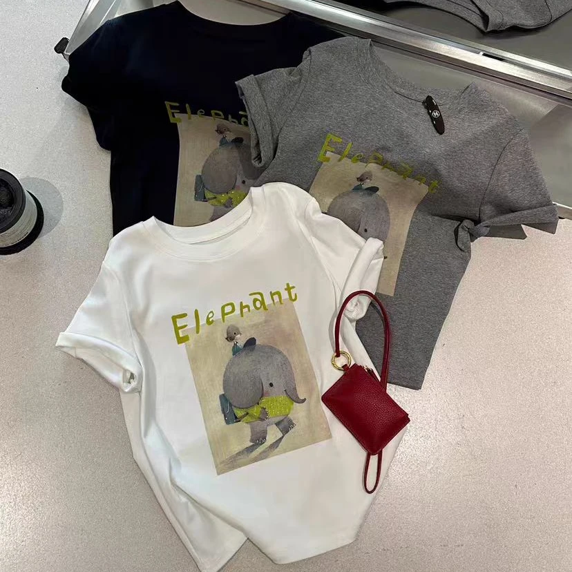 【苗姐衣橱】韩系简约大象圆领T恤8158
