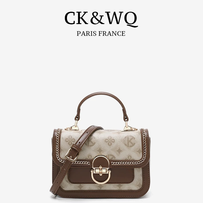 【当日发】CK&WQ/2025新款 小众时尚气质印花手提单肩斜挎包包女