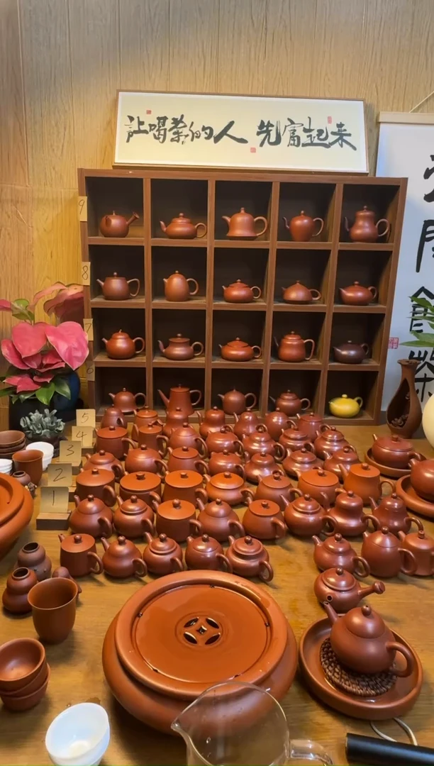 茶壶紫砂此****有潮州原矿朱泥手工壶侧把50cc
