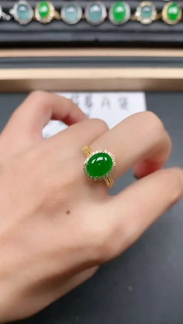 翡翠戒指银S925镶嵌111111