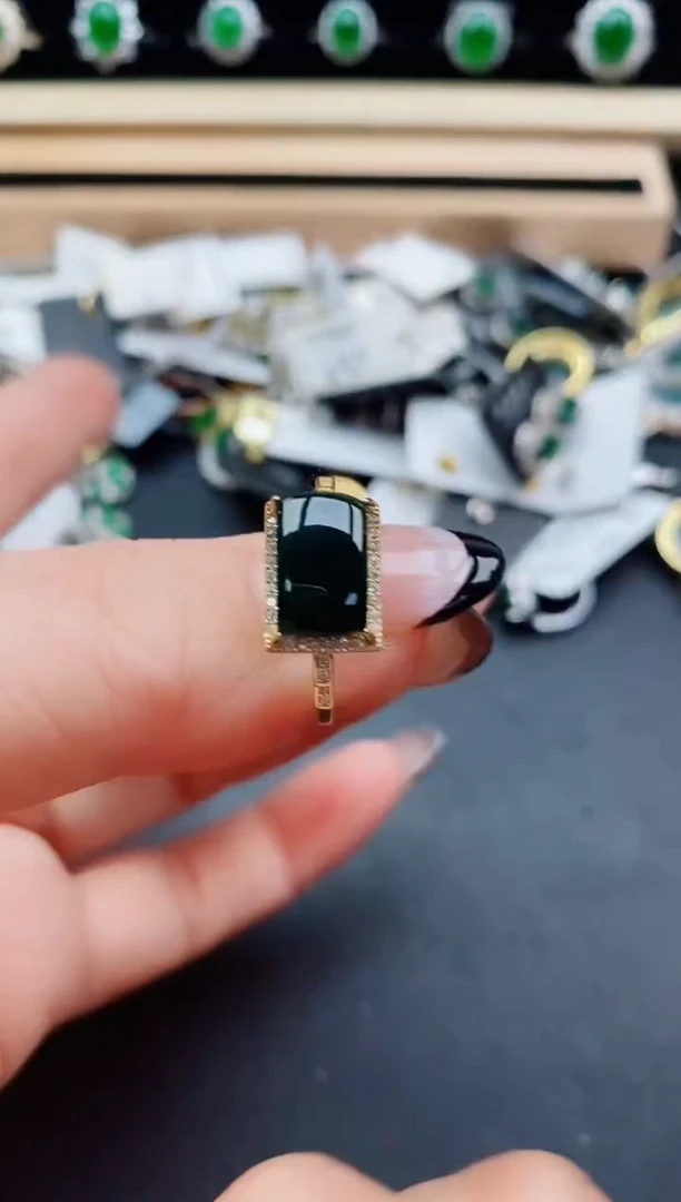 翡翠戒指银S925镶嵌058500