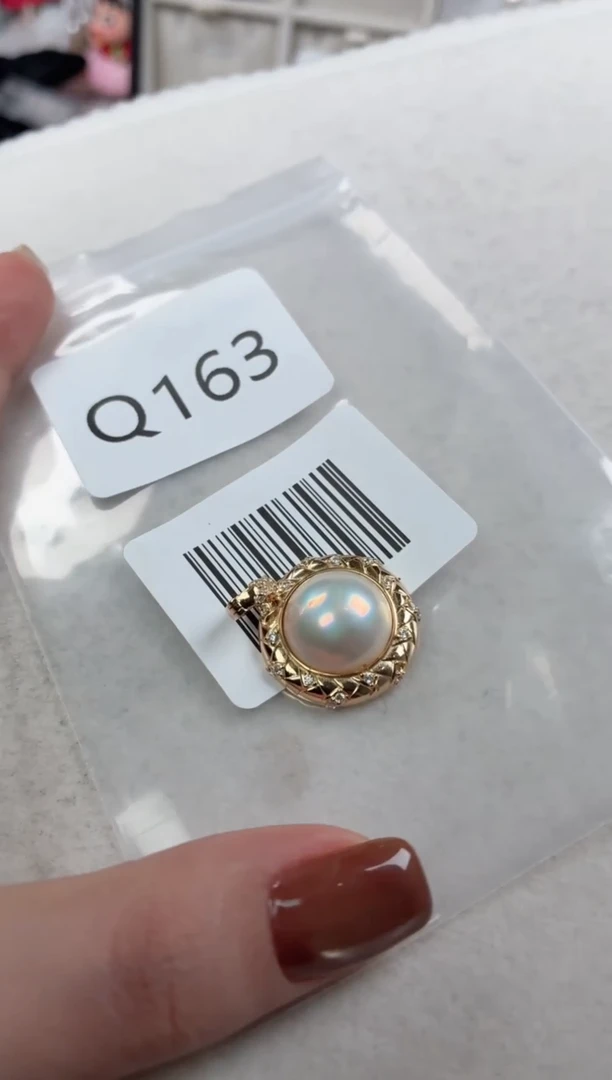 银S925镶嵌吊坠拼合珍珠（马贝珠）q163