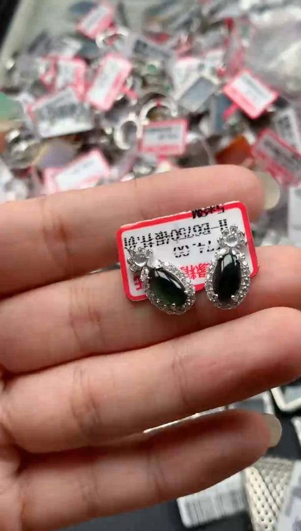 银S925镶嵌戒指翡翠天然A货缅甸翡翠