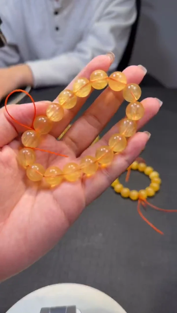 未镶嵌手链萤石拉丝黄萤石12mm手串