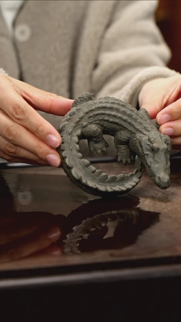 紫砂茶宠紫砂鳄鱼茶漏架