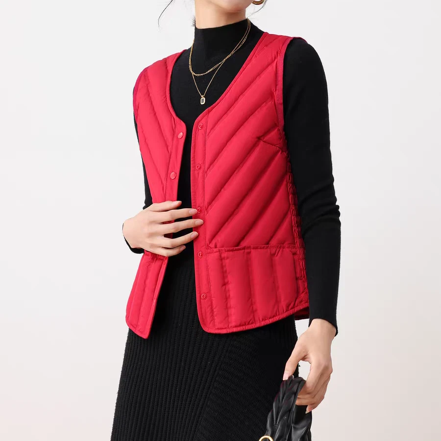 短款宽松型长袖女无袖暖背加厚冬季薄款修身