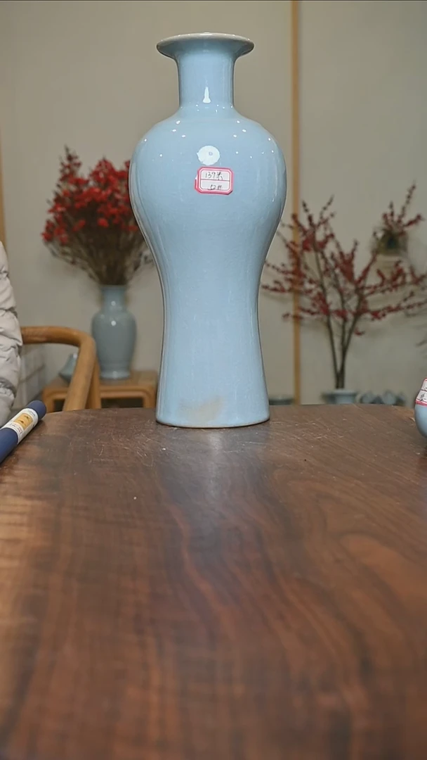 【闪购商品】其他52#微瑕天青釉朱家汝窑款淑女瓶