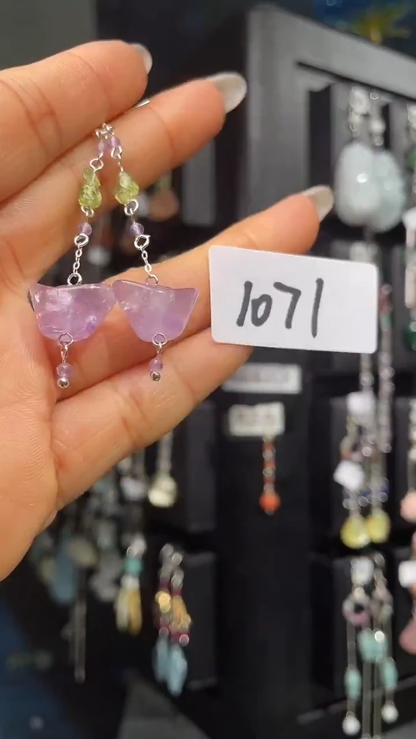 银S925镶嵌耳饰紫晶喜欢拍