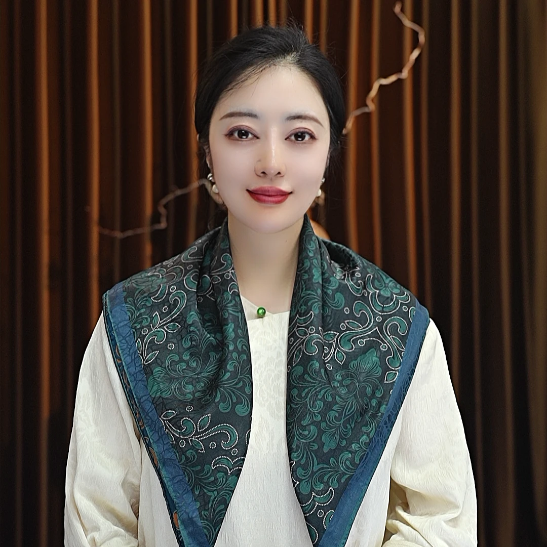 【宝石花】70*70龟裂纹小方巾百搭女士丝巾围巾民族风显气质