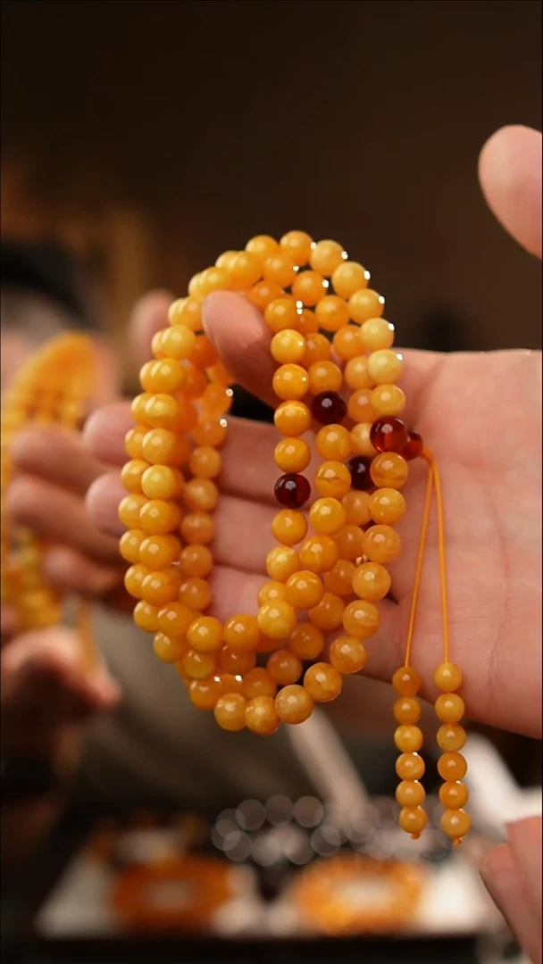 琥珀颈饰未镶嵌7+蜜蜡108