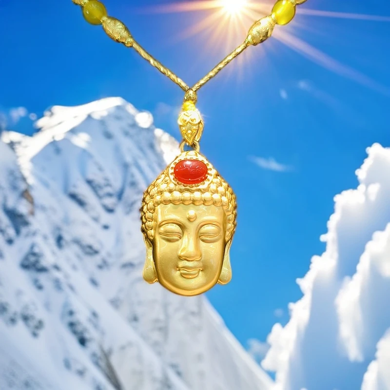 【梦梦专属】【证书+精美礼盒】大气质合金镶嵌玉髓大佛头吊坠DD07981