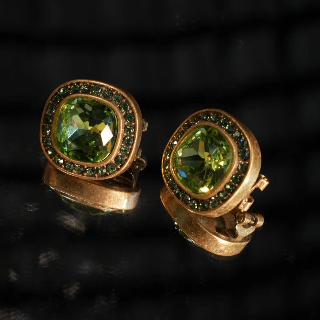 铜合金仿水晶耳饰 铜合金仿水晶耳钉【海蒂绿】