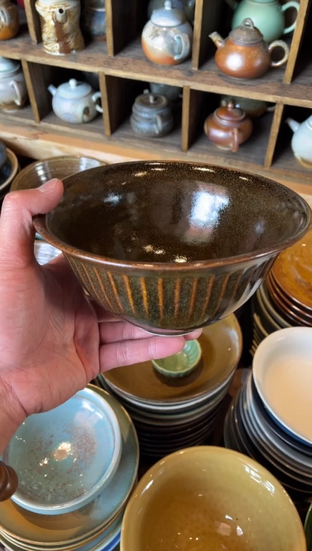 瓷片7寸松木柴烧锤纹饭碗